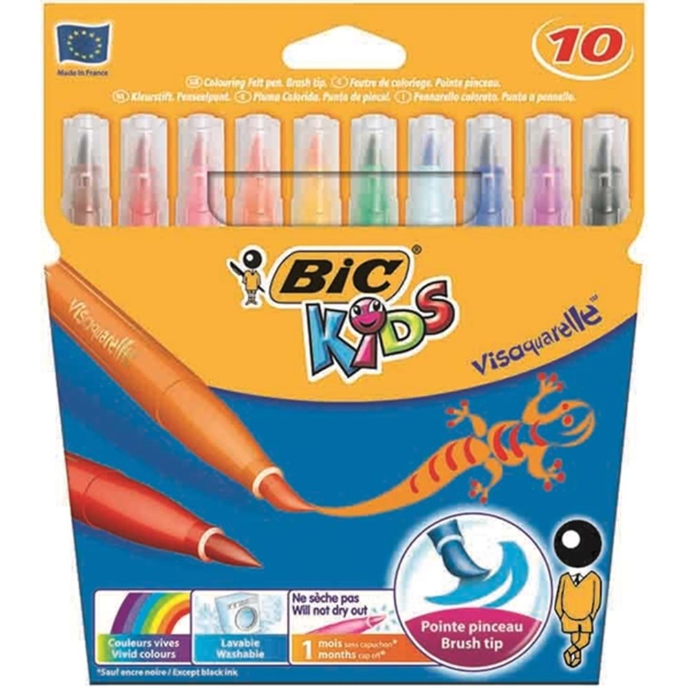 Bic Keçeli Boya Kalemi Visa Fırça Uçlu 10 Renk