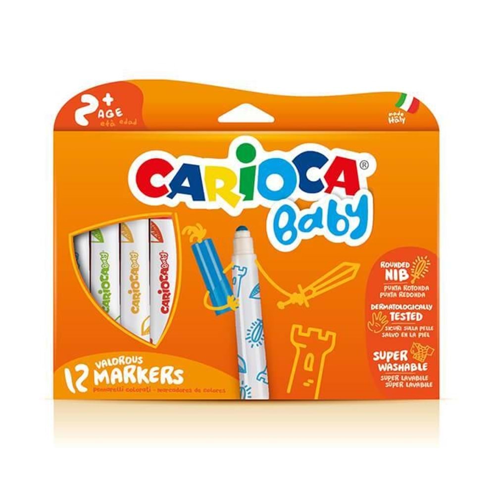 Carioca Baby Yıkanabilir Jumbo Keçeli Boya Kalemi 12 Renk +2 Yaş
