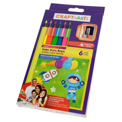 Craft And Arts Kuru Boya Jumbo Neon 6'Lı Paket Kutu