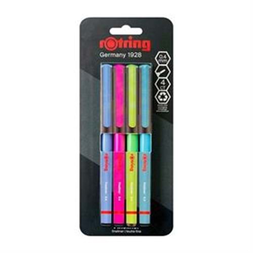 Rotring Liner Fineliner Karışık Renk Keçe Uçlu Kalem 4 lü